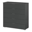 Aditio Wide Chest - 5 Drawer - Metallic Dark Grey