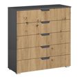 Aditio Wide Chest - 5 Drawer - Metallic Dark Grey & Artisan Oak