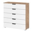 Aditio Wide Chest - 5 Drawer - Sonoma Oak & Alpine White