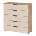 Aditio Wide Chest - 5 Drawer - Sonoma Oak & Champagne