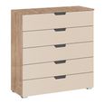 Aditio Wide Chest - 5 Drawer - Sonoma Oak & Champagne