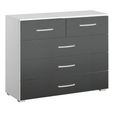 Rauch Alegro 3+2 Drawer Chest - Alpine White and Metallic Dark Grey