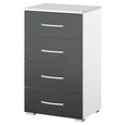 Rauch Alegro 4 Drawer Narrow Chest - Alpine White and Metallic Dark Grey