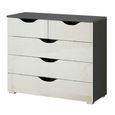 Rauch Arnstein 3+2 Drawer Chest - Metallic Dark Grey and White High Gloss
