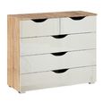 Rauch Arnstein 3+2 Drawer Chest - Sonoma Oak and White High Gloss