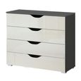 Rauch Arnstein 4 Drawer Chest - Metallic Dark Grey and White High Gloss