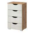 Rauch Arnstein 4 Drawer Narrow Chest - Artisan Oak and White High Gloss