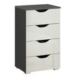 Rauch Arnstein 4 Drawer Narrow Chest - Metallic Dark Grey and White High Gloss