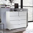 Rauch Erimo 3+2 Drawer Chest - Alpine White and Crystal White Glass