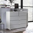 Rauch Erimo 3+2 Drawer Chest - Alpine White and Silk Grey Glass
