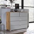 Rauch Erimo 3+2 Drawer Chest - Artisan Oak and Silk Grey Glass