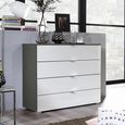 Rauch Erimo 4 Drawer Chest - Graphite and Crystal White Glass