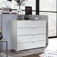 Rauch Erimo 4 Drawer Chest - Silk Grey and Crystal White Glass
