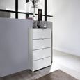 Rauch Erimo 4 Drawer Narrow Chest - Silk Grey and Crystal White Glass