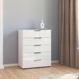 Rauch Flipp 5 Drawer Chest with Adjustable Height - Alpine White and White Glass