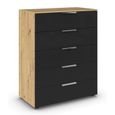 Rauch Flipp 5 Drawer Chest with Adjustable Height - Artisan Oak and Basalt Glass