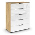 Rauch Flipp 5 Drawer Chest with Adjustable Height - Artisan Oak and White Glass