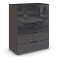 Rauch Flipp 5 Drawer Chest with Adjustable Height - Graphite and Basalt Glass