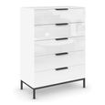 Rauch Flipp 5 Drawer Chest with Metal Base - Alpine White and White Glass