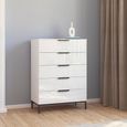 Rauch Flipp 5 Drawer Chest with Metal Base - Alpine White and White Glass