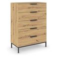 Rauch Flipp 5 Drawer Chest with Metal Base - Artisan Oak