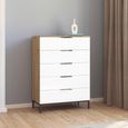 Rauch Flipp 5 Drawer Chest with Metal Base - Artisan Oak and Alpine White
