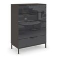 Rauch Flipp 5 Drawer Chest with Metal Base - Graphite and Basalt Glass