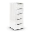 Rauch Flipp 5 Drawer Tall Chest with Adjustable Height - Alpine White and White Glass