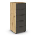 Rauch Flipp 5 Drawer Tall Chest with Adjustable Height - Artisan Oak and Graphite