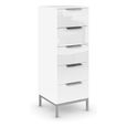 Rauch Flipp 5 Drawer Tall Chest with Metal Base - Alpine White and White Glass