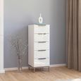 Rauch Flipp 5 Drawer Tall Chest with Metal Base - Alpine White and White Glass