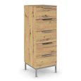 Rauch Flipp 5 Drawer Tall Chest with Metal Base - Artisan Oak