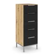 Rauch Flipp 5 Drawer Tall Chest with Metal Base - Artisan Oak and Basalt Glass