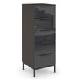 Rauch Flipp 5 Drawer Tall Chest with Metal Base - Graphite and Basalt Glass