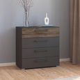 Rauch Luana 4 Drawer Chest - Graphite and Atlantic Dark Oak