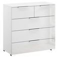 Rauch Miramar 3+2 Drawer Chest - Alpine White and Crystal White Glass