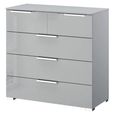 Rauch Miramar 3+2 Drawer Chest - Silk Grey and Silk Grey Glass