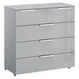 Rauch Miramar 3+2 Drawer Chest - Silk Grey and Silk Grey Glass
