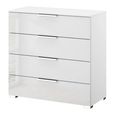 Rauch Miramar 4 Drawer Chest - Alpine White and Crystal White Glass