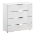 Rauch Miramar 4 Drawer Chest - Alpine White and Crystal White Glass