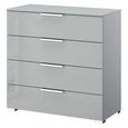 Rauch Miramar 4 Drawer Chest - Silk Grey and Silk Grey Glass
