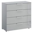 Rauch Miramar 4 Drawer Chest - Silk Grey and Silk Grey Glass