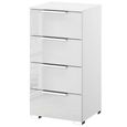 Rauch Miramar 4 Drawer Narrow Chest - Alpine White and Crystal White Glass