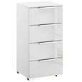 Rauch Miramar 4 Drawer Narrow Chest - Alpine White and Crystal White Glass