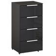 Rauch Miramar 4 Drawer Narrow Chest - Graphite and Basalt Glass