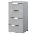 Rauch Miramar 4 Drawer Narrow Chest - Silk Grey and Silk Grey Glass