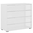 Rauch Monostar 4 Drawer Wide Chest - Alpine White with White Glass