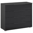 Rauch Monostar 4 Drawer Wide Chest - Metallic Dark Grey with Basalt Glass