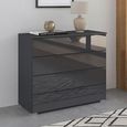 Rauch Monostar 4 Drawer Wide Chest - Metallic Dark Grey with Basalt Glass