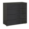 Rauch Skat Meridian 4 Drawer Chest - Graphite and Basalt Glass